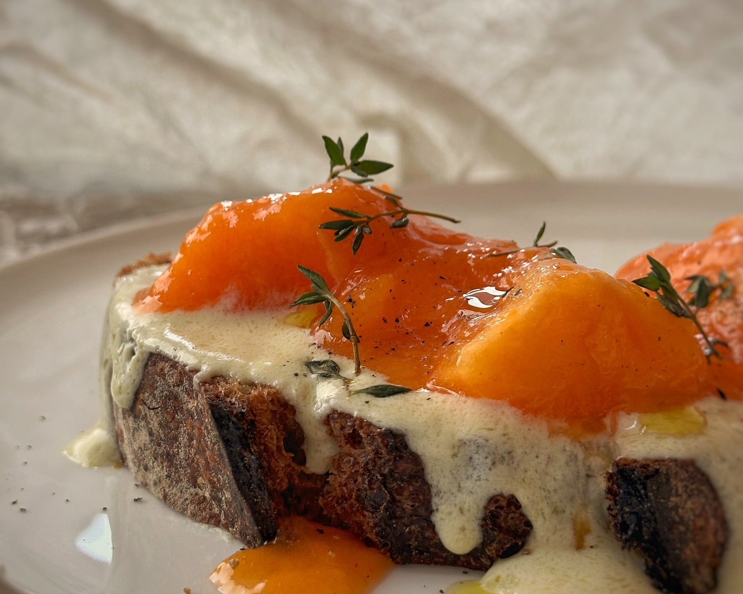 Whipped feta & persimmons on toast – Honest Toil Olive Oil
