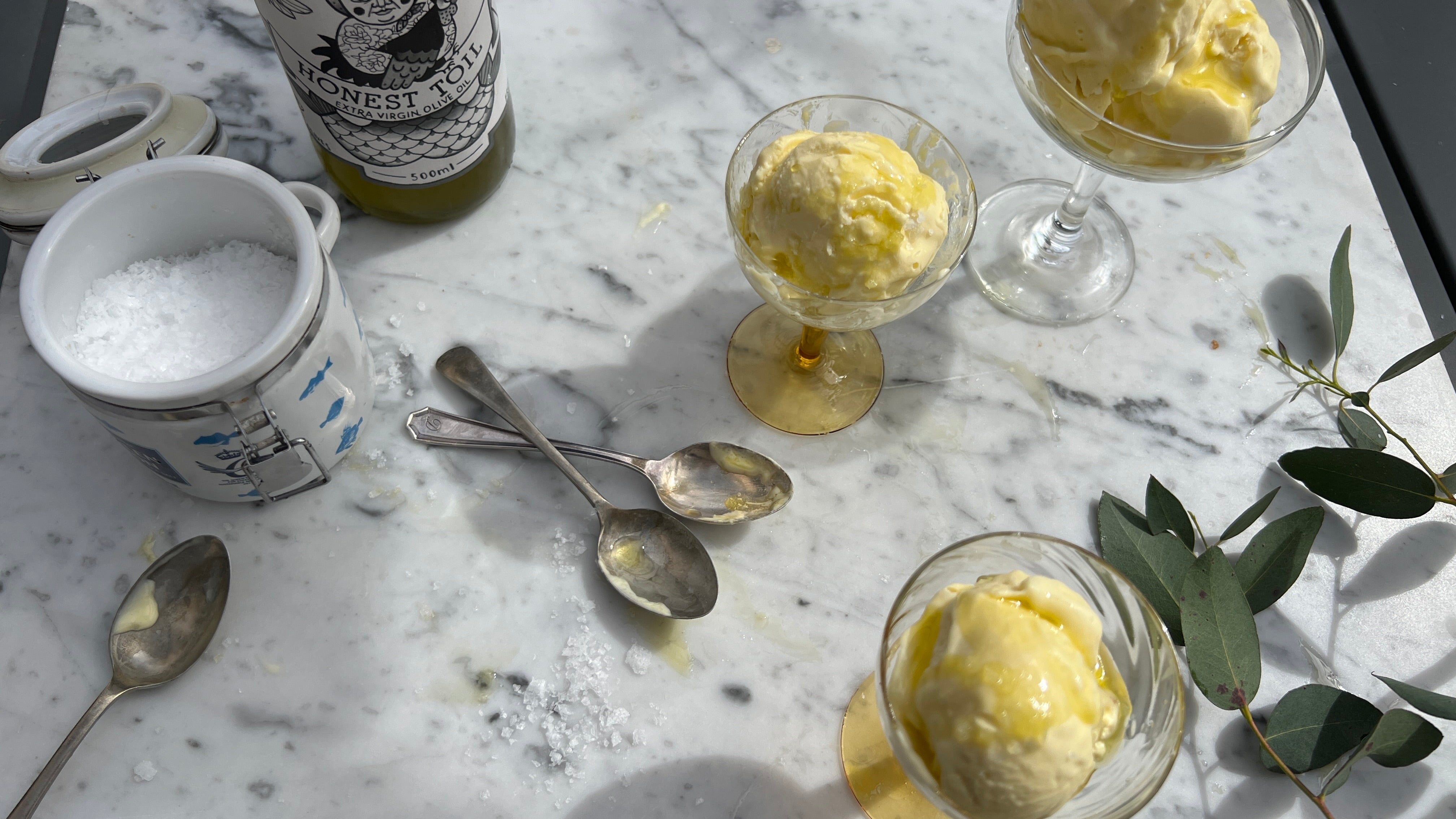 Bay leaf, olive oil and sea salt ice cream – Honest Toil Olive Oil